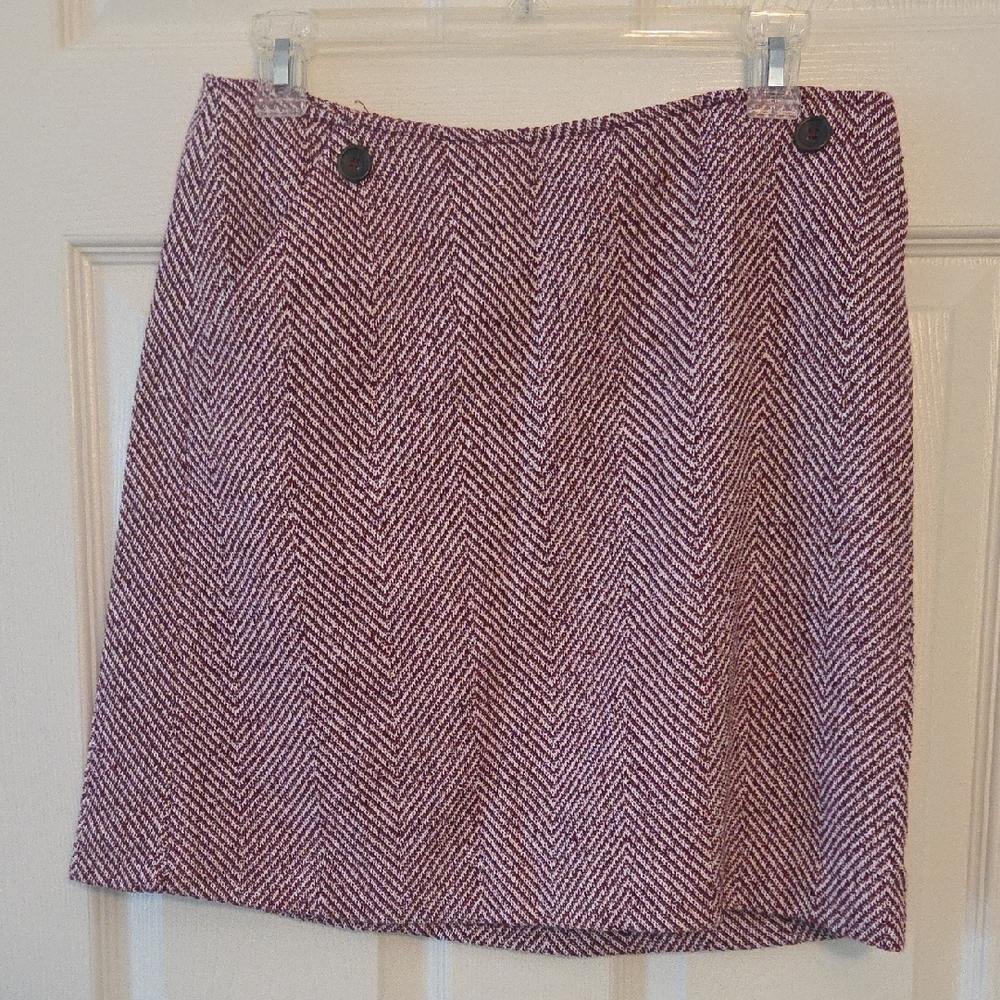 Banana Republic Herringbone Chevron Skirt Red White Wool Size 6